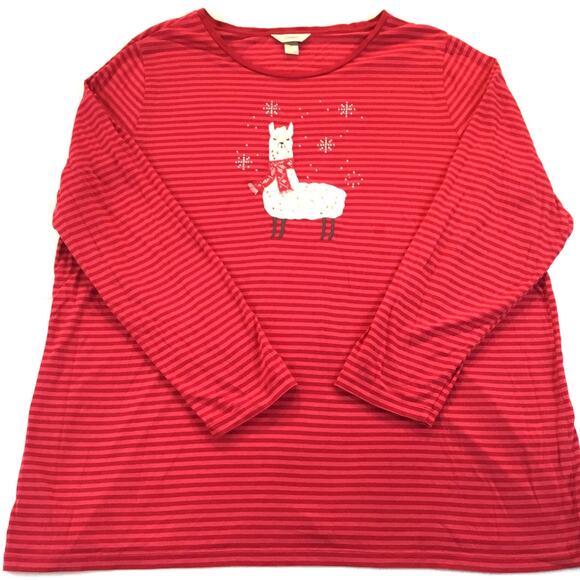 C J Banks Red Striped 3X Long Top Llama w/Scarf Silver Beads - Picture 1 of 4